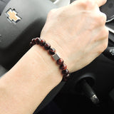 Men's Women Red Tiger Eye Adjustable Braided Bracelet 925 Sterling Silver Cube Bead DiyNotion BR802