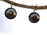 Steel & Brass Button Earrings, Vintage Mixed Metal Buttons, Handmade Brass Ear Wires, Industrial, Art Deco Earrings MME111
