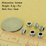 6 PCS 925  Sterling Silver Barrel Spacers Vintage WSP498X6 Wholesale: See Discount Coupons in Item Details