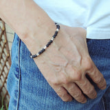 Men's Women Lava Rock Adjustable Braided Bracelet 925 Sterling Silver Nugget Beads DiyNotion BR948