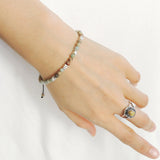 Men's Women Jasper Stone Adjustable Braided Bracelet 925 Sterling Silver Nugget Beads DiyNotion BR949