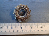 Vintage Mode Art Brooch Pin, Mixed Metal, Rhinestone Brooch, Leaf Circle Pin, Gold & Silver Tone, Wreath Brooch, VMB264