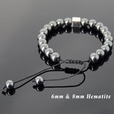 Men's Women Hematite Adjustable Braided Bracelet 925 Sterling Silver Cube Bead DiyNotion BR806