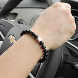 Men's Women Black Obsidian Adjustable Braided Bracelet 925 Sterling Silver Cube Bead DiyNotion BR808