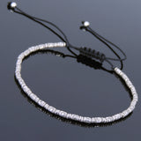 Men's Women Adjustable Braided Bracelet 925 Sterling Silver 5x2mm Barrel Beads DiyNotion BR809