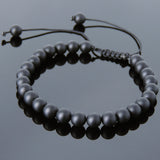 Men's Women Matte Black Onyx Adjustable Braided Bracelet DiyNotion Handmade BR811