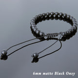 Men's Women Matte Black Onyx Adjustable Braided Bracelet DiyNotion Handmade BR811