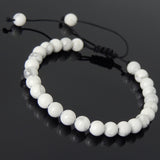 Men's Women White Howlite Adjustable Braided Bracelet DiyNotion Handmade BR812