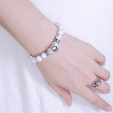 Men's Women White Howlite Adjustable Braided Bracelet 925 Sterling Silver Skull Cross Spacers DiyNotion BR814