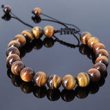 Men's Women Brown Tiger Eye Adjustable Braided Bracelet DiyNotion Handmade BR817