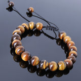 Men's Women Brown Tiger Eye Adjustable Braided Bracelet DiyNotion Handmade BR817