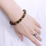 Men's Women Brown Tiger Eye Adjustable Braided Bracelet DiyNotion Handmade BR817