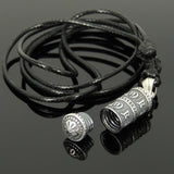 Men's Women Adjustable Necklace 925 Sterling Silver OM Buddhism Prayer Pendant with Wax Rope DiyNotion NK156