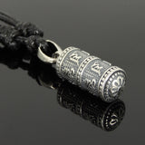 Men's Women Adjustable Necklace 925 Sterling Silver OM Buddhism Prayer Pendant with Wax Rope DiyNotion NK156