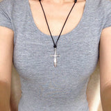 Men's Women Adjustable Necklace 925 Sterling Silver Sword Pendant with Wax Rope DiyNotion NK157