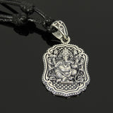 Men's Women Adjustable Necklace 925 Sterling Silver Thailand Elephant of Fortune Pendant with Wax Rope DiyNotion NK158