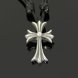 Men's Women Adjustable Necklace 925 Sterling Silver Cross Pendant with Wax Rope DiyNotion NK160