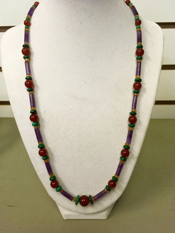 Amethyst - Malachite - Carnelian - Aventurine Necklace
