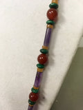 Amethyst - Malachite - Carnelian - Aventurine Necklace