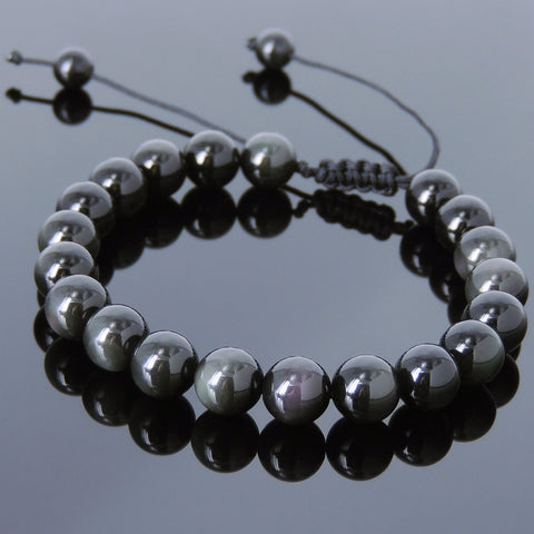 Men's Women Black Obsidian Adjustable Braided Bracelet DiyNotion Handmade BR819