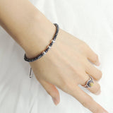 Men's Women Hematite Adjustable Braided Bracelet 925 Sterling Silver Bead DiyNotion BR820