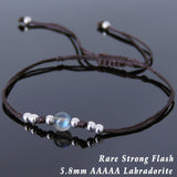 Men's Women AAAAA Labradorite Adjustable Braided Bracelet 925 Sterling Silver Beads DiyNotion BR822
