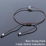 Men's Women AAAAA Labradorite Adjustable Braided Bracelet 925 Sterling Silver Beads DiyNotion BR823