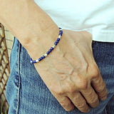 Men's Women Lapis Adjustable Braided Bracelet 925 Sterling Silver Nugget Beads DiyNotion BR950