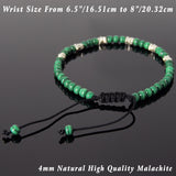 Men's Women Malachite Adjustable Braided Bracelet 925 Sterling Silver Nugget Beads DiyNotion BR951