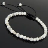 Men's Women White Howlite Adjustable Braided Bracelet 925 Sterling Silver Nugget Beads DiyNotion BR952