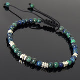 Men's Women Mixed Chrysocolla Lapis Adjustable Braided Bracelet 925 Sterling Silver Nugget Beads DiyNotion BR954