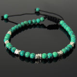 Men's Women Turquoise Adjustable Braided Bracelet 925 Sterling Silver Nugget Beads DiyNotion BR955