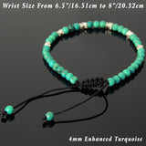 Men's Women Turquoise Adjustable Braided Bracelet 925 Sterling Silver Nugget Beads DiyNotion BR955