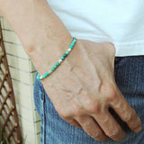 Men's Women Turquoise Adjustable Braided Bracelet 925 Sterling Silver Nugget Beads DiyNotion BR955