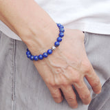 Men's Women Lapis Lazuli Adjustable Braided Bracelet 925 Sterling Silver Round Bead DiyNotion BR828