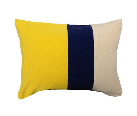 Gift for girlfriend ideas, Color Block Yellow, Navy Blue and Cream Pillow 12" x16" Modern Home Decor Lumbar Pillow Cover IN Stock