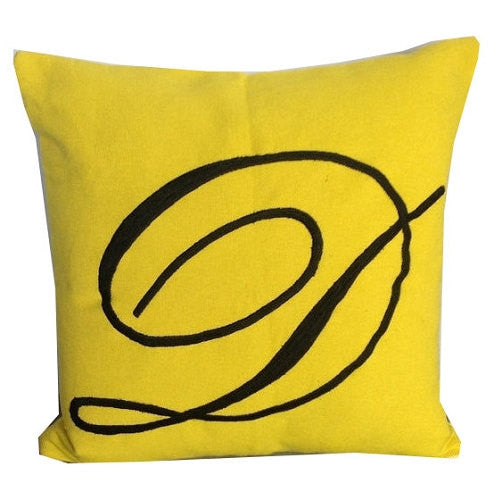 Monogram pillows, Yellow Monogrammed Embroidered pillow- Wedding Pillow cover-Big Letter Pillows