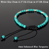 Men's Women Blue Turquoise Adjustable Braided Bracelet 925 Sterling Silver Nugget Beads DiyNotion BR956