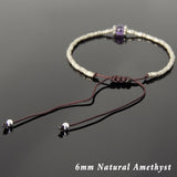 Men's Women Amethyst Adjustable Braided Bracelet 925 Sterling Silver Handmade BeadsDiyNotion BR830