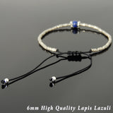 Men's Women Lapis Lazuli Adjustable Braided Bracelet 925 Sterling Silver Handmade BeadsDiyNotion BR831