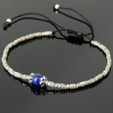 Men's Women Lapis Lazuli Adjustable Braided Bracelet 925 Sterling Silver Handmade BeadsDiyNotion BR831