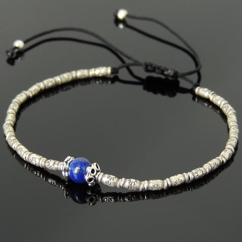 Men's Women Lapis Lazuli Adjustable Braided Bracelet 925 Sterling Silver Handmade BeadsDiyNotion BR831
