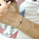 Men's Women Malachite Adjustable Braided Bracelet 925 Sterling Silver Handmade Beads DiyNotion BR832