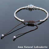 Men's Women Labradorite Adjustable Braided Bracelet 925 Sterling Silver Handmade Beads DiyNotion BR834
