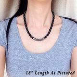 Men's Women Bright Black Onyx Sterling Silver Necklace Lucky Charm DiyNotion Handmade NK152