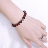 Men's Women Red Tiger Eye Adjustable Braided Bracelet 925 Sterling Silver Bead DiyNotion BR825