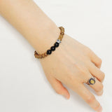 Men's Women Agarwood Black Obsidian Adjustable Braided Bracelet 925 Sterling Silver Taiji Bead DiyNotion BR836