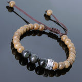 Men's Women Agarwood Black Obsidian Adjustable Braided Bracelet 925 Sterling Silver Taiji Bead DiyNotion BR836
