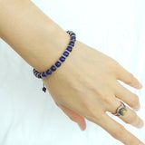 Men's Women Lapis Lazuli Adjustable Braided Bracelet 925 Sterling Silver Spacers DiyNotion BR851