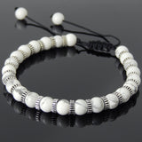 Men's Women White Howlite Adjustable Braided Bracelet 925 Sterling Silver Spacers DiyNotion BR855